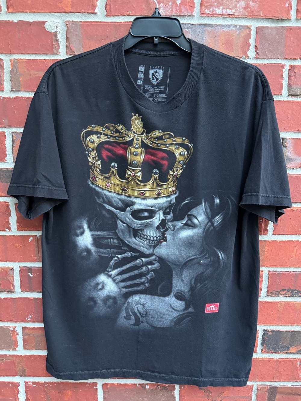 OGABEL “Lost King” Men’s XL Black Graphic Skull & Crown Crew Neck T-Shirt P7